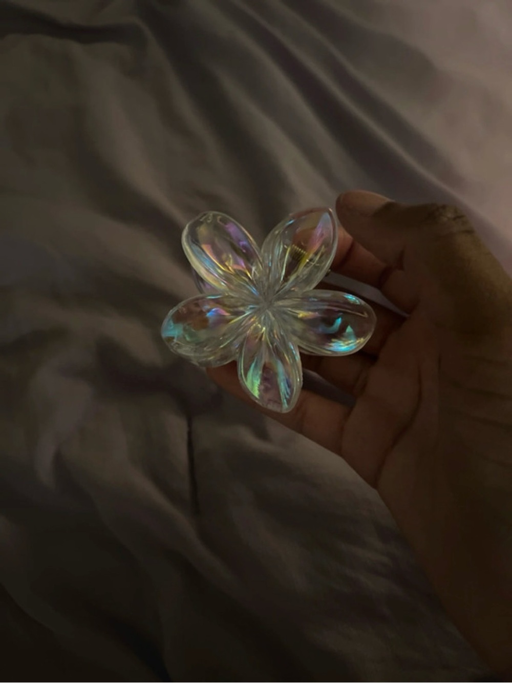 Iridescent Flower Hair Clip - Clear Prism